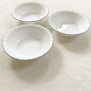 Vintage 1980’s Corelle English Meadow Coupe Cereal Bowls Set of Three Swirl Rim